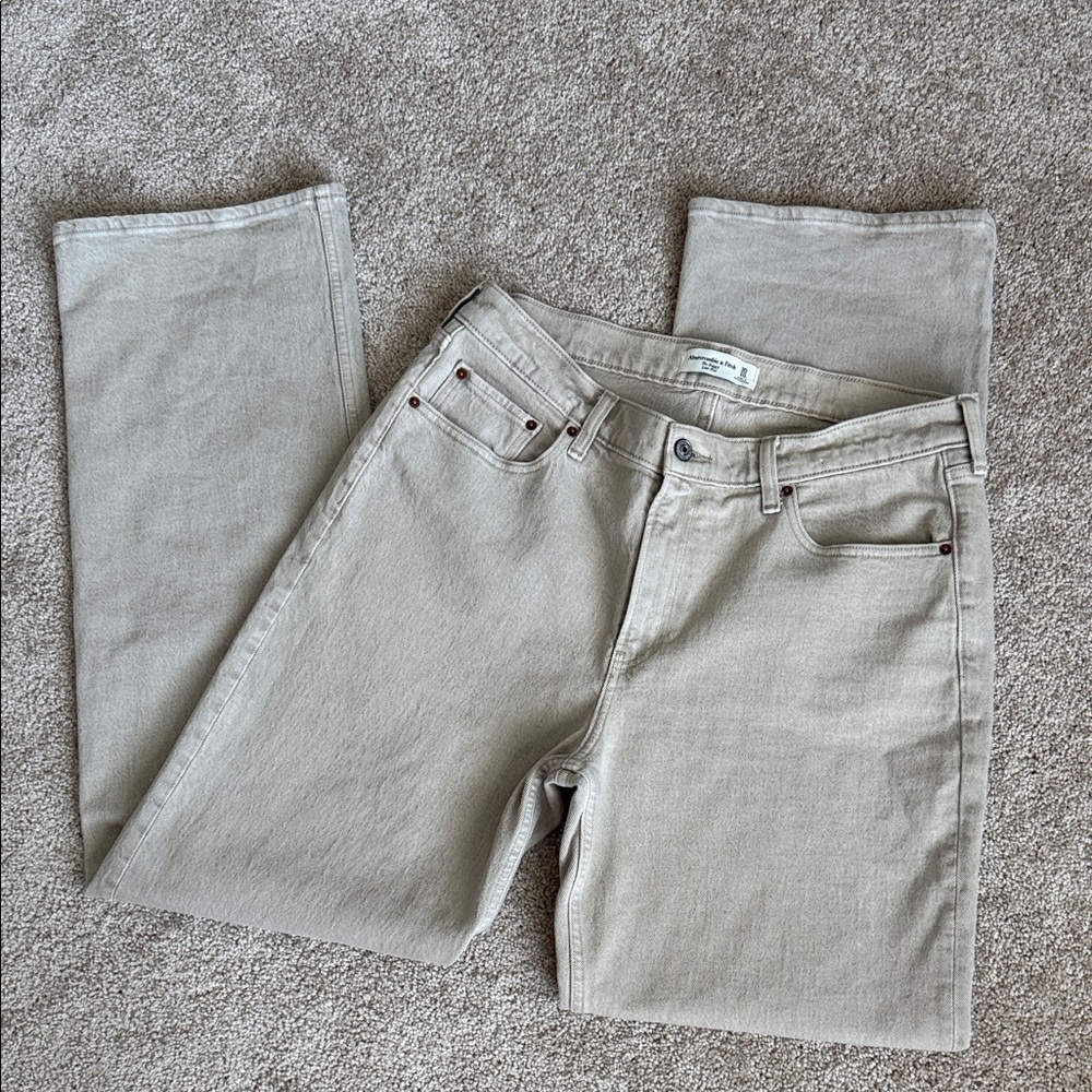 Abercrombie and Fitch The Baggy Low Rise Long/Tall Tan Jeans